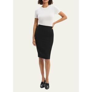 Theory Pencil Skirt Women 2 Black Wool Blend High-Waist Tailored Skirt - B024